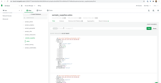Sample app with preloaded sample datasets that come with MongoDB