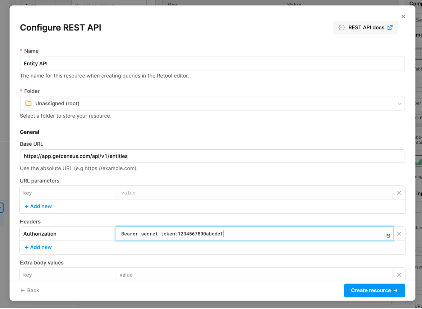 Image of the Configure REST API screen in the UI.