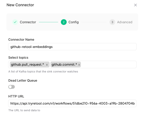 The HTTP/sink connector configuration in Sequin's console.